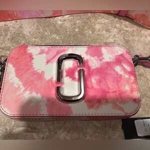 MARC JACOBS Pink snapshot Tie-Dye Crossbody Bag with Silver hardware. NWT.
